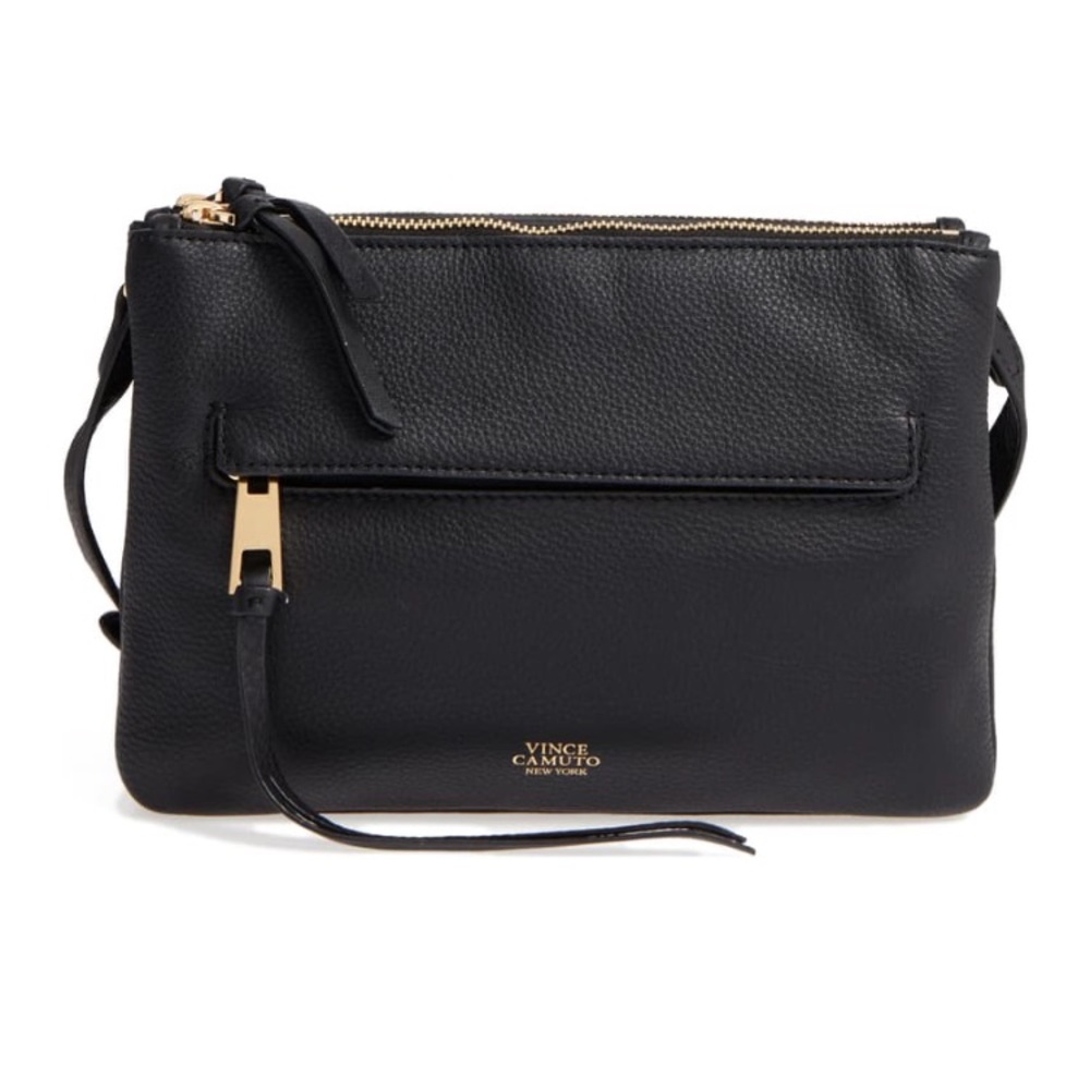 Vince Camuto Black Pebble Leather Crossbody Bag